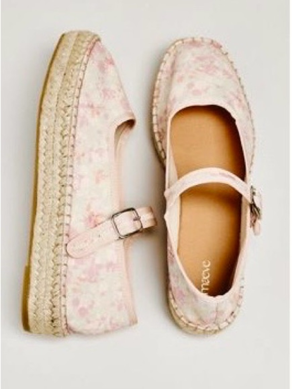 Anthropologie Pink Floral Espadrille Mary Jane Flats - EUR Size 39 / US 8-8.5